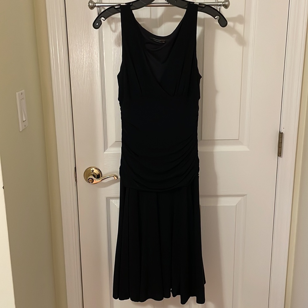 BCBG MaxAzria Mid-length Ruched Sleeveless Black Dress Medium Petite